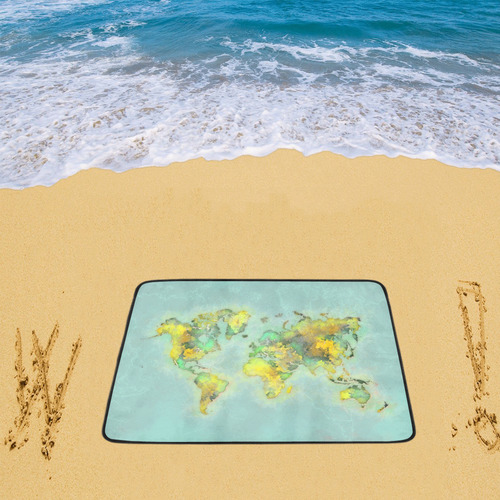 world map green #map #worldmap Beach Mat 78"x 60"