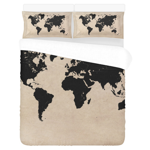 world map 3-Piece Bedding Set