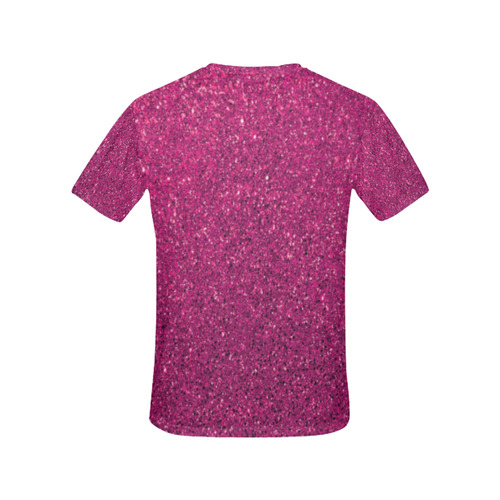 Hot Pink Glitter All Over Print T-Shirt for Women (USA Size) (Model T40)