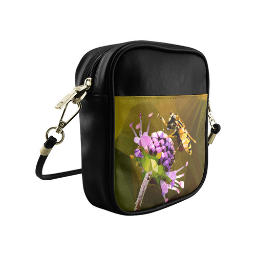 Bee Flower Geometric Low Poly Triangles Sling Bag (Model 1627)