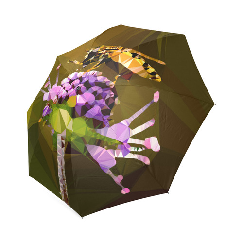 Bee Flower Geometric Low Poly Triangles Foldable Umbrella (Model U01)