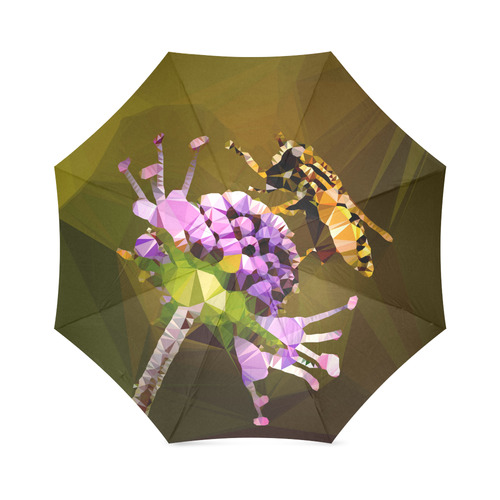 Bee Flower Geometric Low Poly Triangles Foldable Umbrella (Model U01)