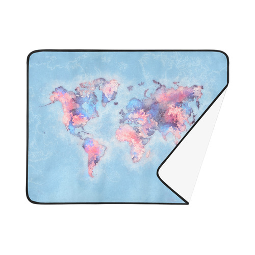 world map blue #map #worldmap Beach Mat 78"x 60"