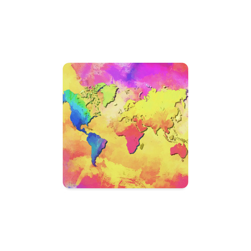 world map colors #map #worldmap Square Coaster