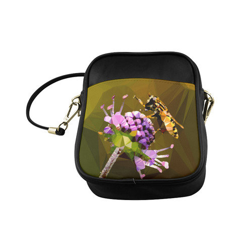 Bee Flower Geometric Low Poly Triangles Sling Bag (Model 1627)