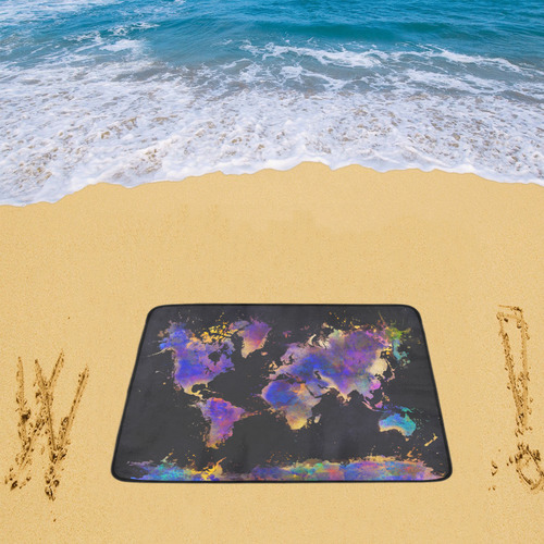 world map #map #worldmap Beach Mat 78"x 60"