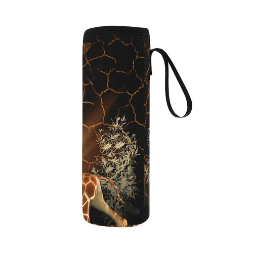 Funny giraffe with sunglasses Neoprene Water Bottle Pouch/Large