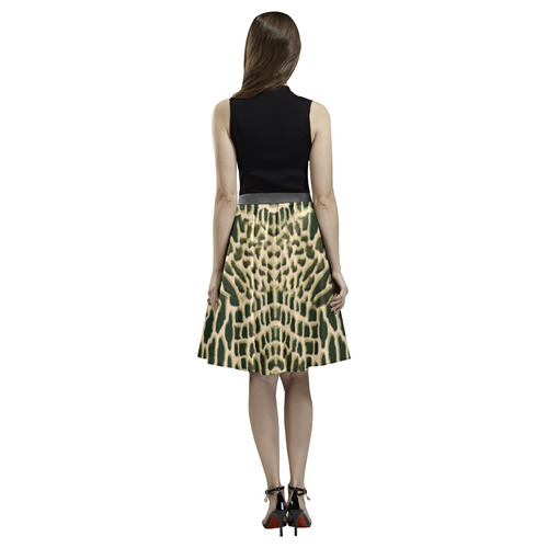 brown animalprint Melete Pleated Midi Skirt (Model D15)