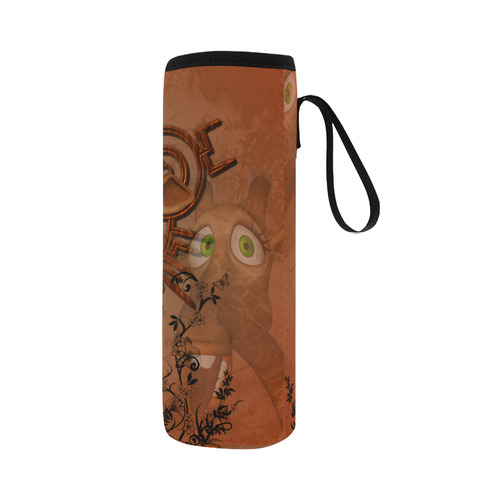 Sweet, happy giraffe Neoprene Water Bottle Pouch/Large