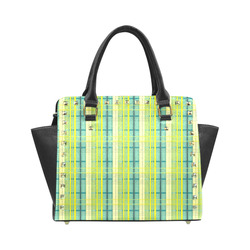 blue green plaid Rivet Shoulder Handbag (Model 1645)