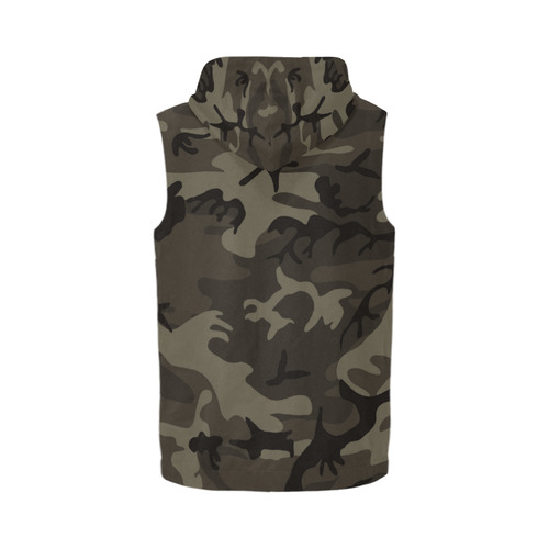 Camo Grey All Over Print Sleeveless Zip Up Hoodie for Men (Model H16)