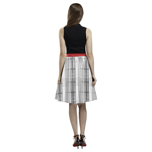 gray plaid Melete Pleated Midi Skirt (Model D15)