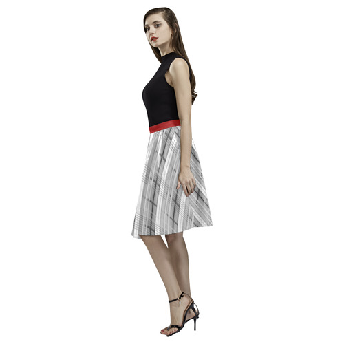 gray plaid Melete Pleated Midi Skirt (Model D15)