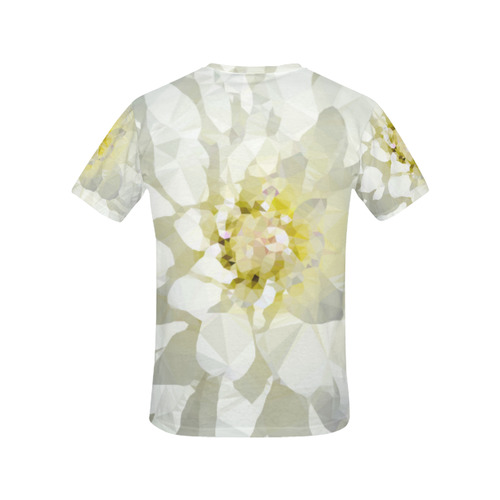 White Flower Low Poly Geometric Triangles All Over Print T-Shirt for Women (USA Size) (Model T40)
