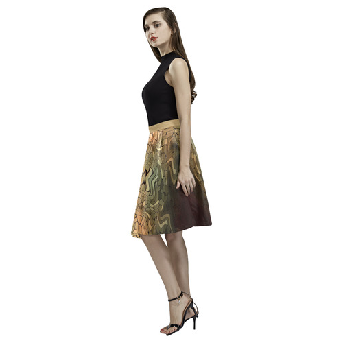 rainbow snake print Melete Pleated Midi Skirt (Model D15)