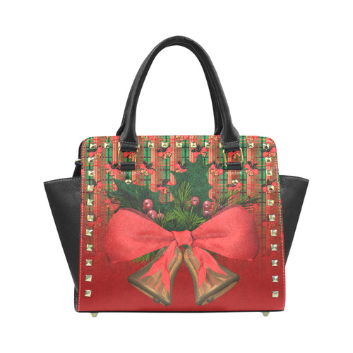 xmas pattern Rivet Shoulder Handbag (Model 1645)