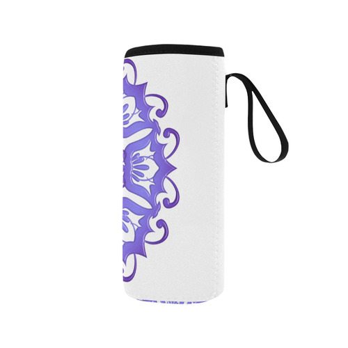 Violet floral mandala. Neoprene Water Bottle Pouch/Medium