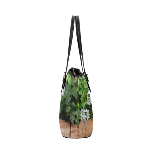 Jasmine Floral Geometric Low Polygon Art Leather Tote Bag/Large (Model 1651)