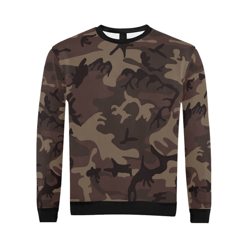 Camo Red Brown All Over Print Crewneck Sweatshirt for Men/Large (Model H18)