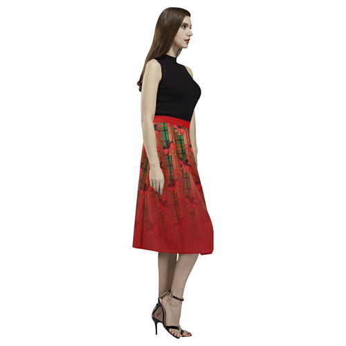 xmas plaid pattern Aoede Crepe Skirt (Model D16)