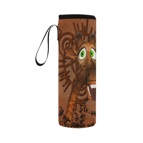 Sweet, happy giraffe Neoprene Water Bottle Pouch/Large