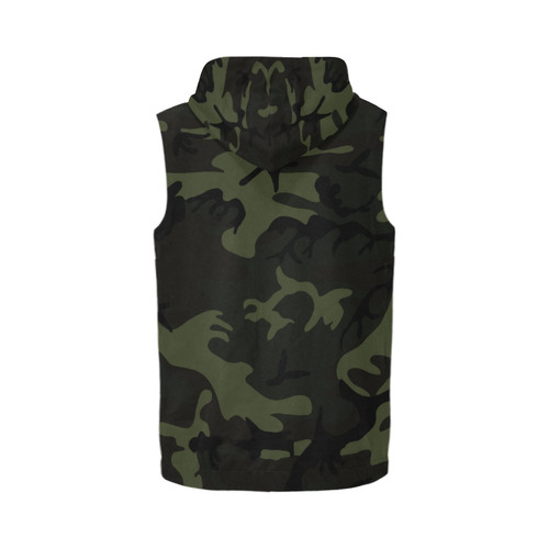 Camo Green All Over Print Sleeveless Zip Up Hoodie for Men (Model H16)