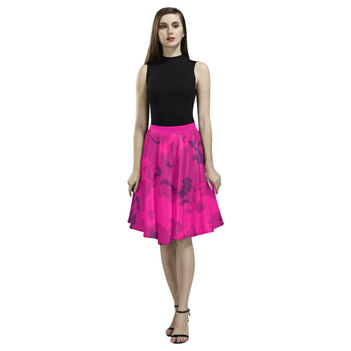 pink Camouflage Melete Pleated Midi Skirt (Model D15)