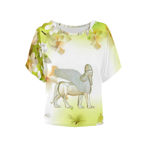 Winged Bull Women's Blouse Women's Batwing-Sleeved Blouse T shirt (Model T44)