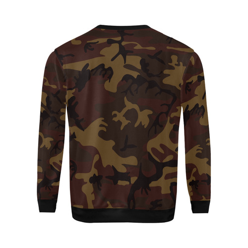 Camo Dark Brown All Over Print Crewneck Sweatshirt for Men/Large (Model H18)