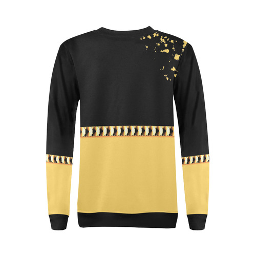 Yellow and Black Color Block Abstract All Over Print Crewneck Sweatshirt for Women (Model H18)