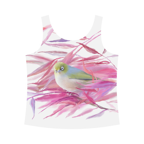 Cute little SilverEye, angry bird watercolor All Over Print Tank Top for Women (Model T43)