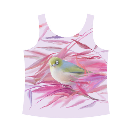 Cute little SilverEye, angry bird watercolor All Over Print Tank Top for Women (Model T43)