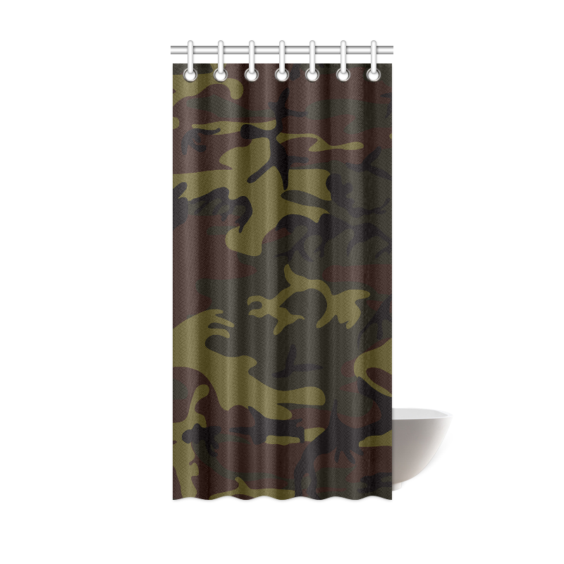 Camo Green Brown Shower Curtain 36 X72, Brown And Green Shower Curtain
