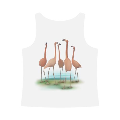 Flamingo Mingle, watercolor, birds All Over Print Tank Top for Women (Model T43)