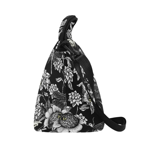 Nature Garden in Black and White Neoprene Lunch Bag/Large (Model 1669)