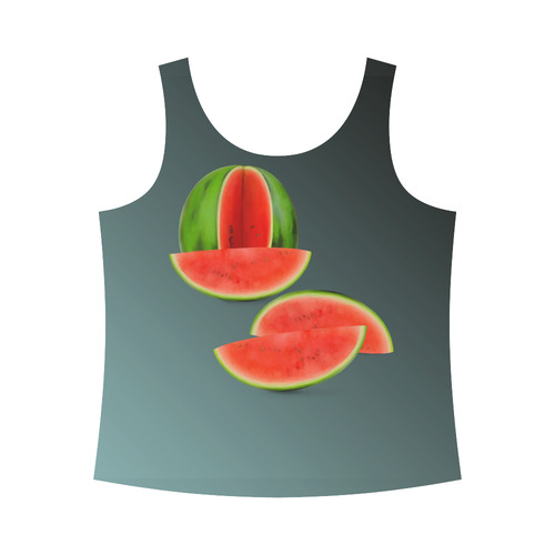 Watercolor Watermelon, red green and sweet All Over Print Tank Top for Women (Model T43)