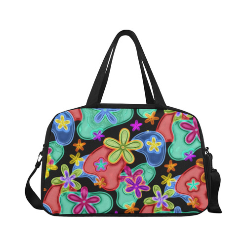 Colorful Retro Flowers Fractalius Pattern Fitness Handbag (Model 1671)