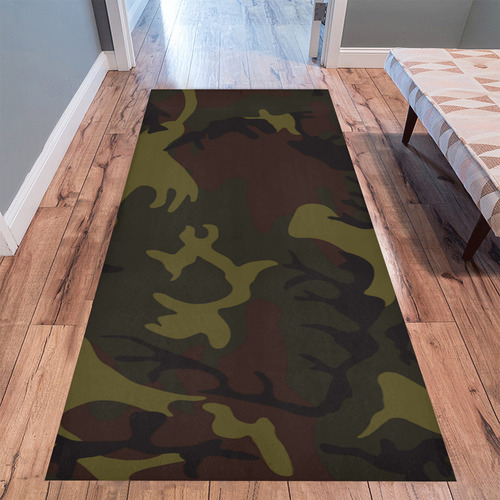 Camo Green Brown Area Rug 9'6''x3'3''