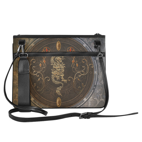 wonderful golden chinese dragon Slim Clutch Bag (Model 1668)