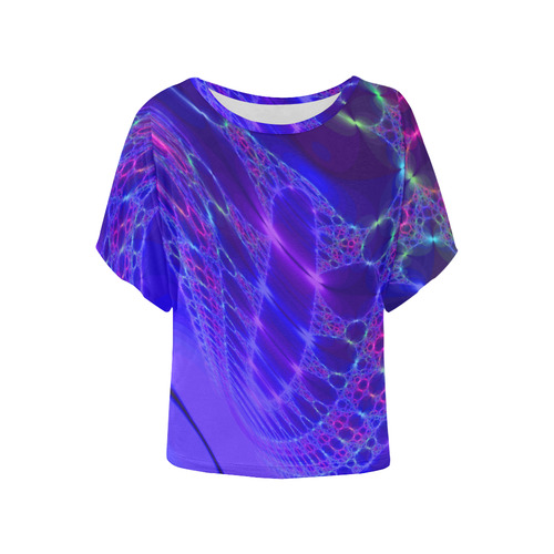 Iris Petal Fractal by Gingezel Women's Batwing-Sleeved Blouse T shirt (Model T44)