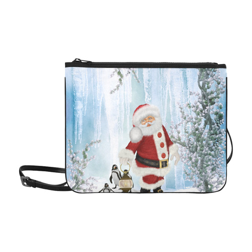 Santa Claus with penguin Slim Clutch Bag (Model 1668)