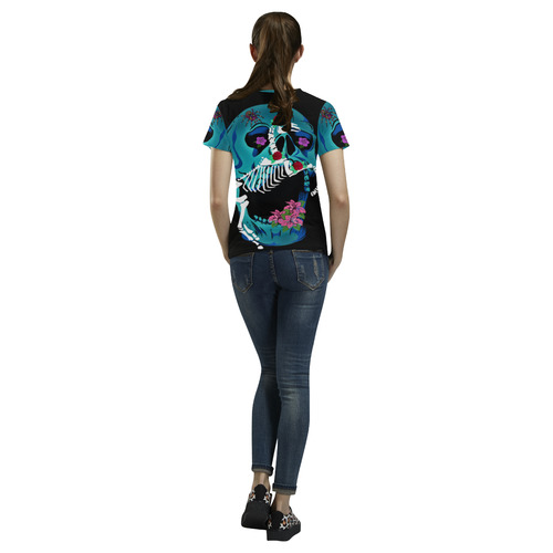 Ghost horse n skull All Over Print T-Shirt for Women (USA Size) (Model T40)