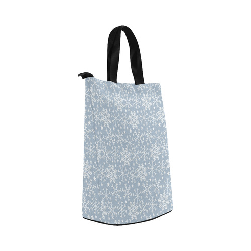 Snowflakes Stars pattern White Blue Nylon Lunch Tote Bag (Model 1670)