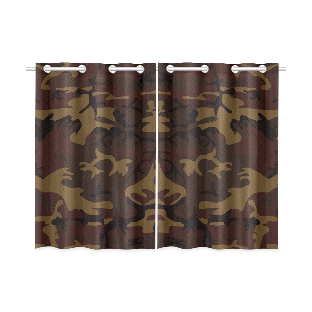 Camo Dark Brown Kitchen Curtain 26 X 39 Two Piece Id
