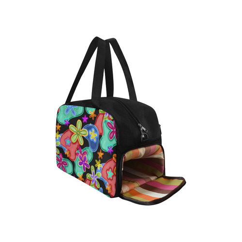 Colorful Retro Flowers Fractalius Pattern Fitness Handbag (Model 1671)