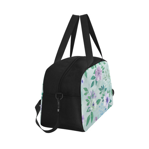 Watercolor Spring Flowers Pattern cyan lilac Fitness Handbag (Model 1671)
