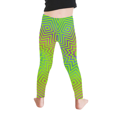 Green Rainbow Vortex Kid's Ankle Length Leggings (Model L06)