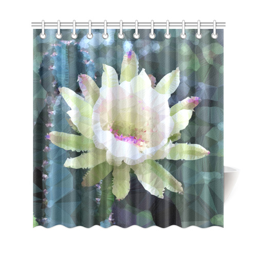 White Cactus Flower Low Poly Triangle Floral Art Shower Curtain 69"x72"