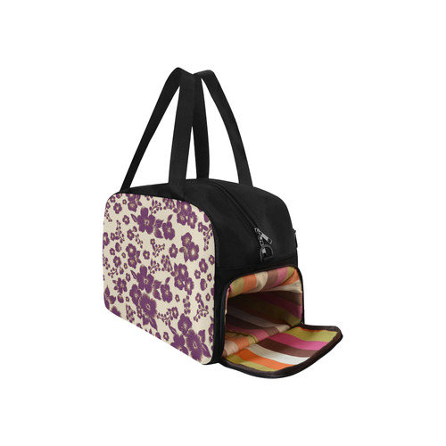 Trendy Flowers Pattern Purple Fitness Handbag (Model 1671)