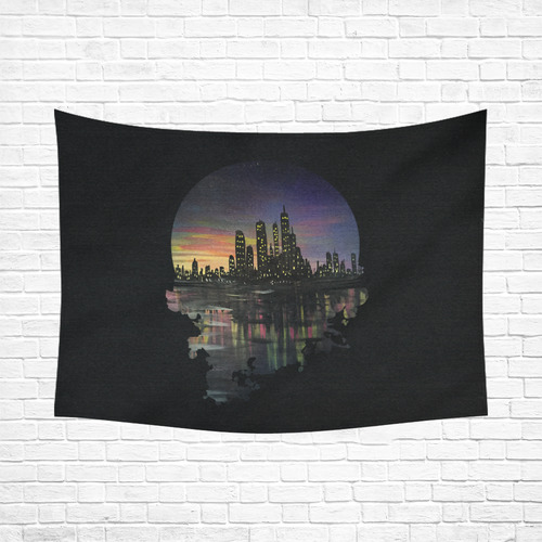 City Lights Cotton Linen Wall Tapestry 80"x 60"